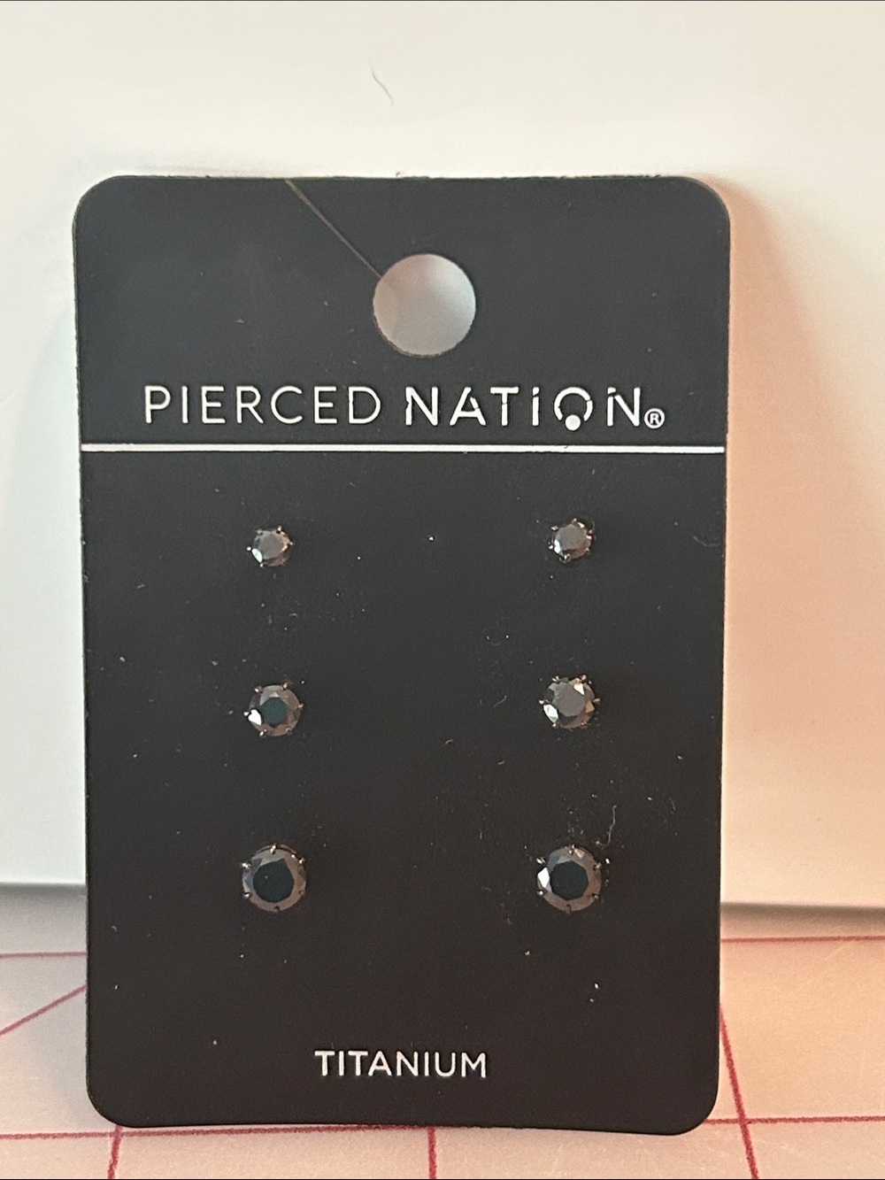 Pierced Nation Titanium Black Crystal Stud Earring Set - 3 Pairs